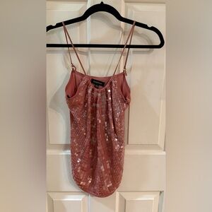 bebe spaghetti strap Pink Sequin Cami Top L